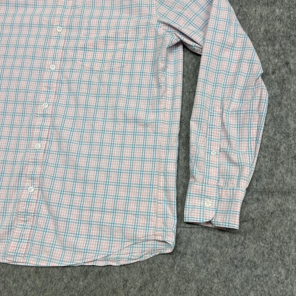 J Crew Shirt Mens M Pink Blue Plaid Flex Washed Slim Button Down Casual Preppy